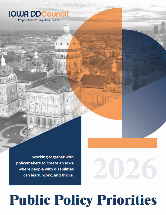 Screenshot of the Iowa DD Council Public Policy Agenda front page.