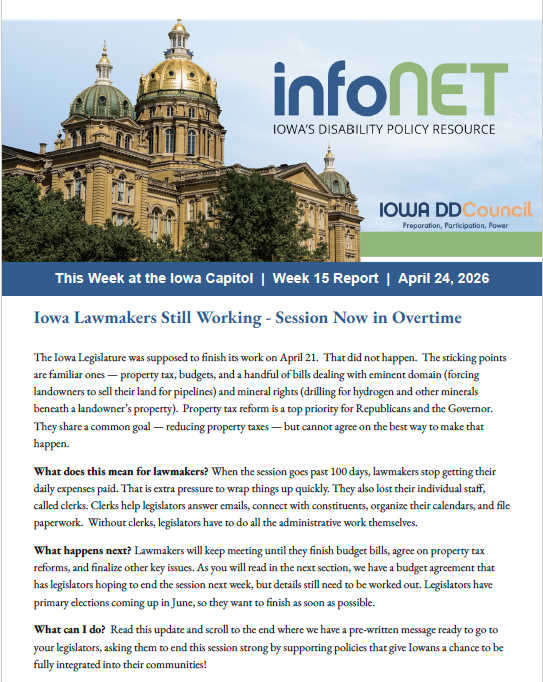Thumbnail of Week 15 INFONET Capitol Report (This week at the capitol) - click for pdf.