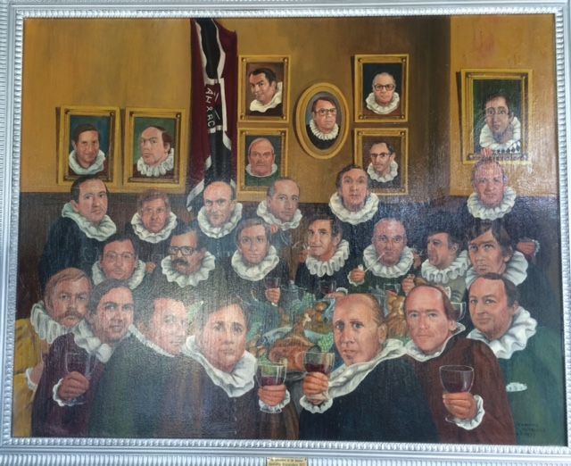 Op het schilderij hierboven is Oswald in rij 3 de derde van links