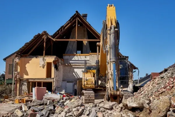Professional house demolition and debris removal.