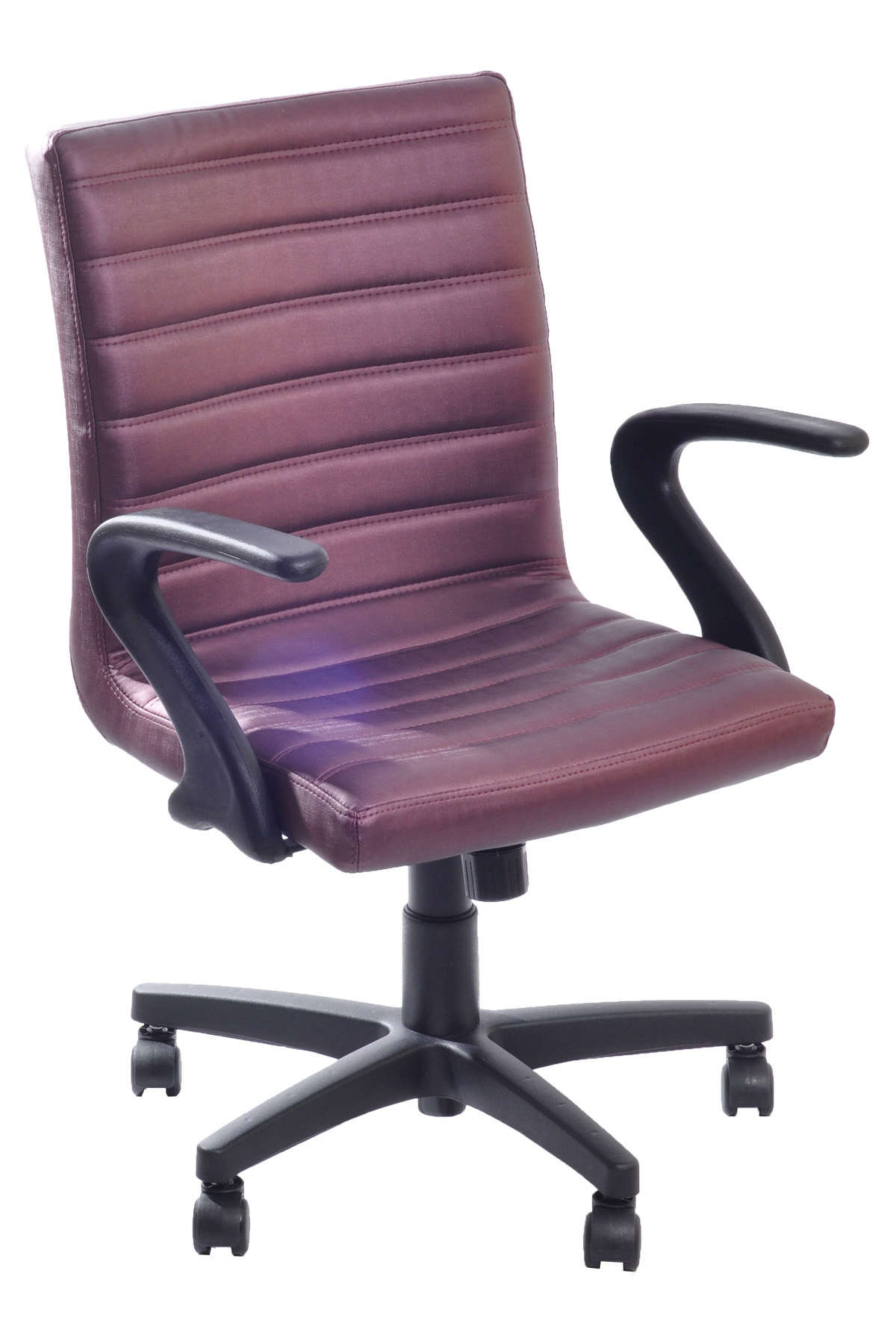 Cadeira-De-Escritório-Giratória-Modelo-Diretor-Formato-Concha-Com-Costura-Em-Alto-Relevo-Na-Horizontal-Revestimento-Factor-Com-Apoio-De-Braço-Fixo-Emborrachado-Estrutura-Da-Cadeira-Preta-Suporta-Até-120-kg