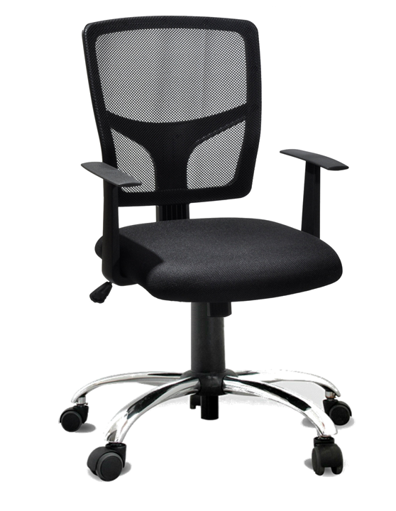 Cadeira-Giratória-Telada-Com-Mecanismo-Back-System-Para-Regulagem-Do-Encosto-E-Com-Apoio-Lombar-Com-Formato-De-T-Assento-Em-Estofado-Com-Revestimento-Impermeável-Apoio-De-Braço-Fixo-Estrutura-Cromada-Suporta-Até-120-kg