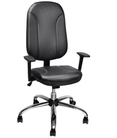 Cadeira-Giratória-Modelo-Presidente-Com-Encosto-Alto-Revestimento-Couro-Ecológico- Com-Costura-Em-Alto-Relevo-Modelo-U-Com-Apoio-De-Braço-Com-Regulagem-De-Altura-Estrutura-Da-Cadeira-Comada-Indicada-Até-Para-120-kg