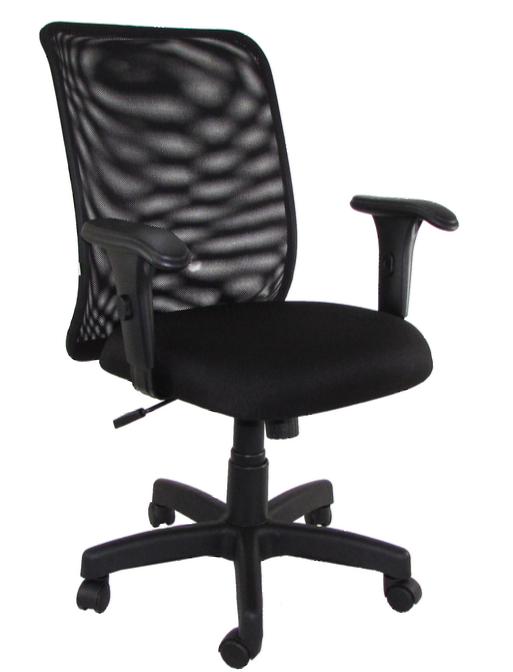 Cadeira-Diretor-Com-Encosto-Fixo-E-Telado-Com-Assento-Em-Estofado-Com-Revestimento-Impermeável-Na-Cor-Preta-Apoio-De-Braço-Regulável-Estrutura-Preta