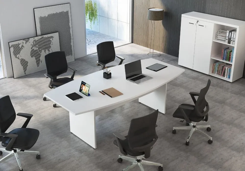 Mesa_De_Reuniao_Para_4_Pessoas_Retangular_Tampo_Mdf_Na_Cor_Branco_Gelo_Pé_Paine_Na_cor_Branco