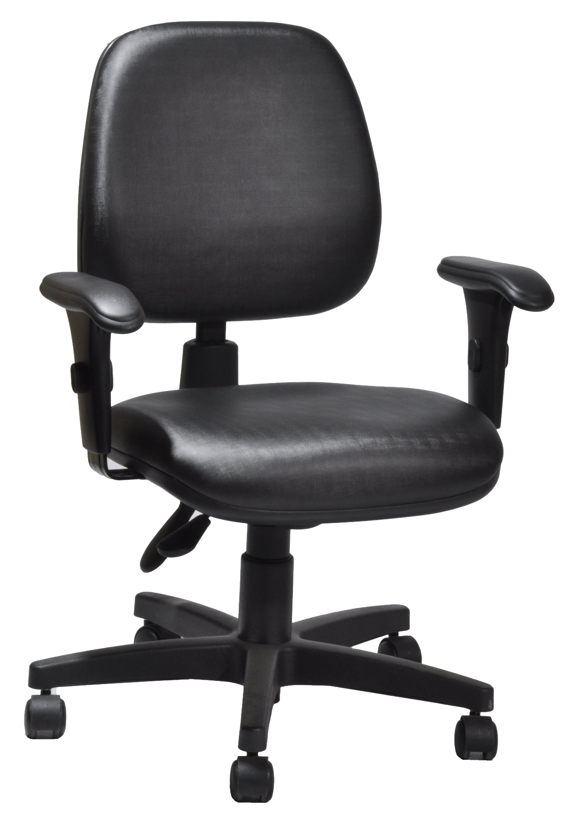 Cadeira-De-Escritório-Giratória-Gerente-Com-Mecanismo-Back-System-Para-Regulagem-Do-Encosto-Revestimento-Na-Cor-Preta-Com-Apoio-De-Braço-Com-Regulagem-De-Altura-Estrutura-Da-Cadeira-Preta-Com-Rodinhas-Em-Polipropileno