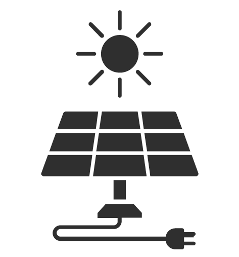 Un panel solar con un sol y un enchufe conectado a él.