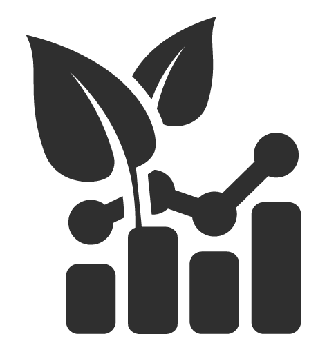 Una planta está creciendo a partir de un gráfico con hojas.
