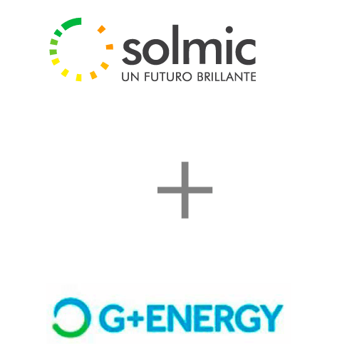 Los logotipos de solmic y g + energy están sobre un fondo blanco.
