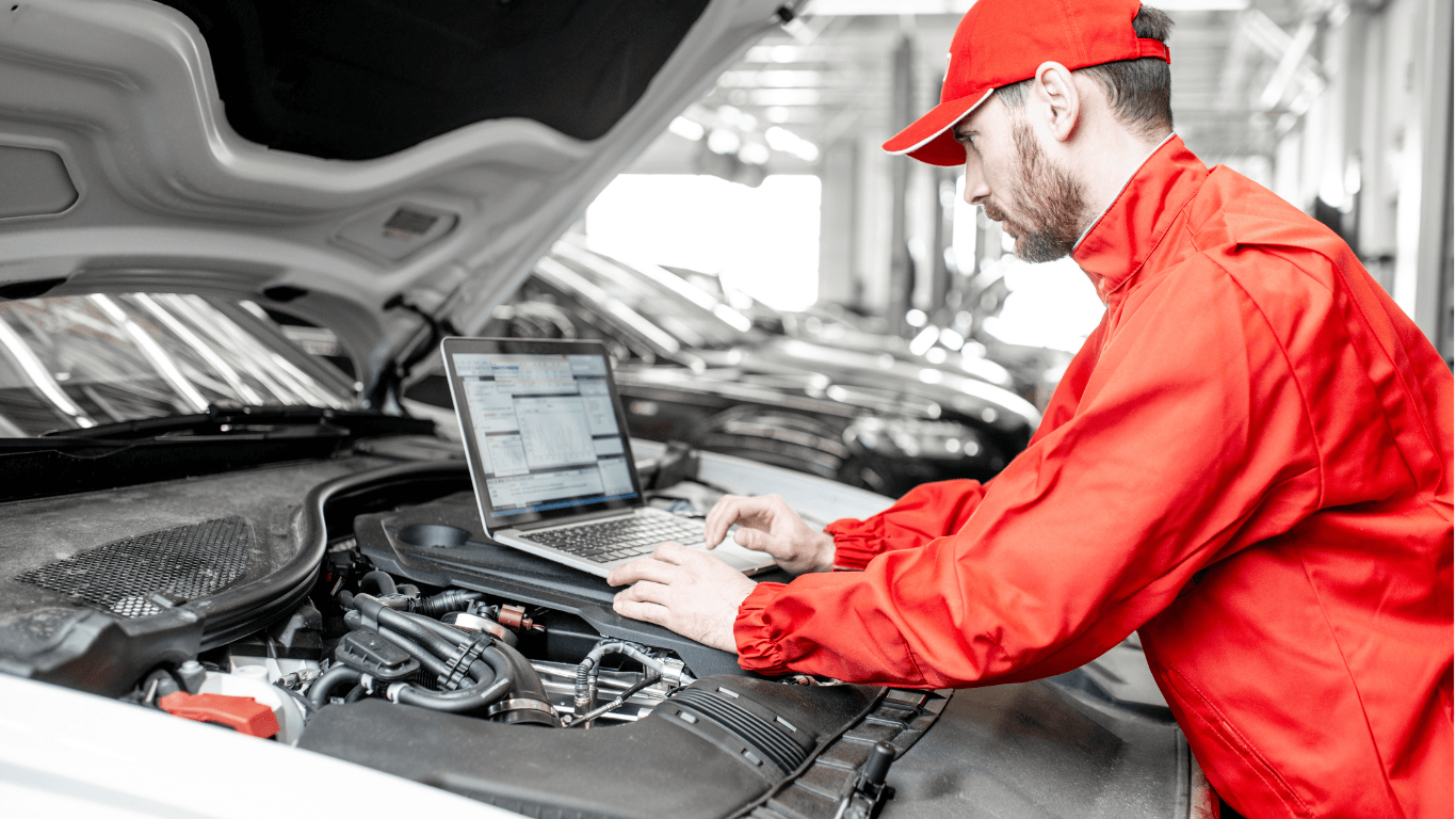 a mechanic doing engine diagnosis