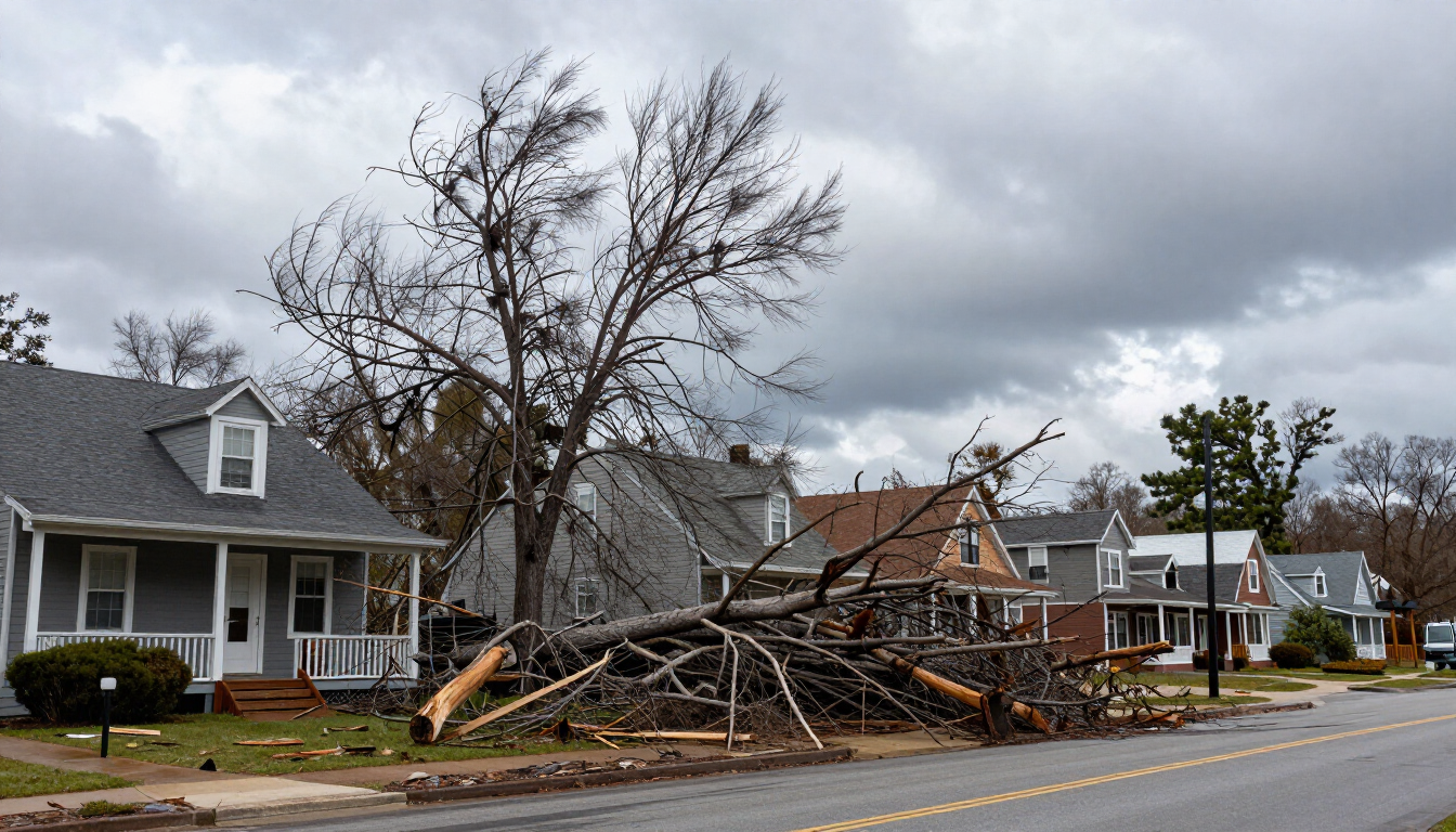Storm damage cleanup in Asheville NC neighborhood