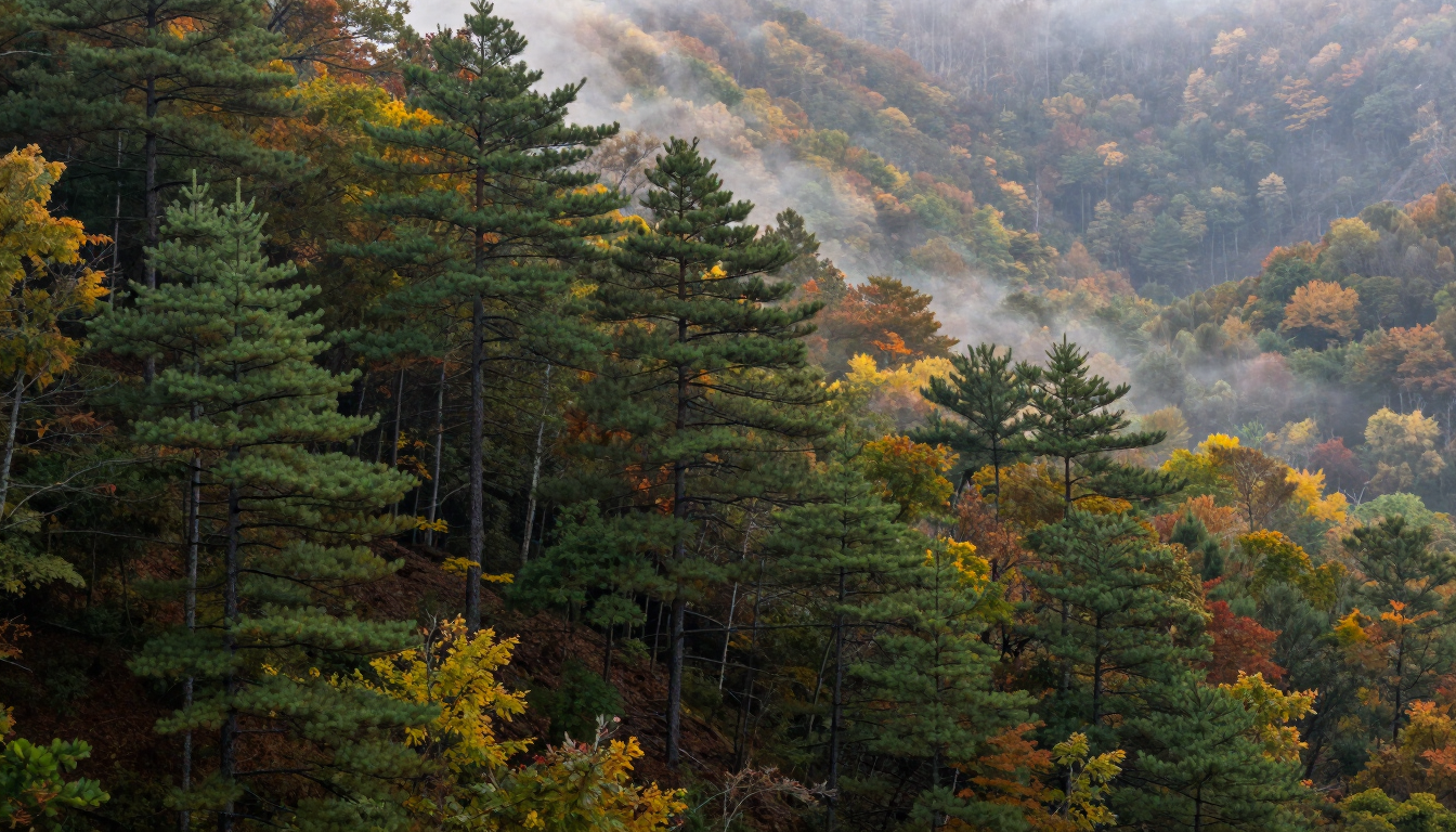 Professional tree removal on a steep hillside in Western North Carolina.