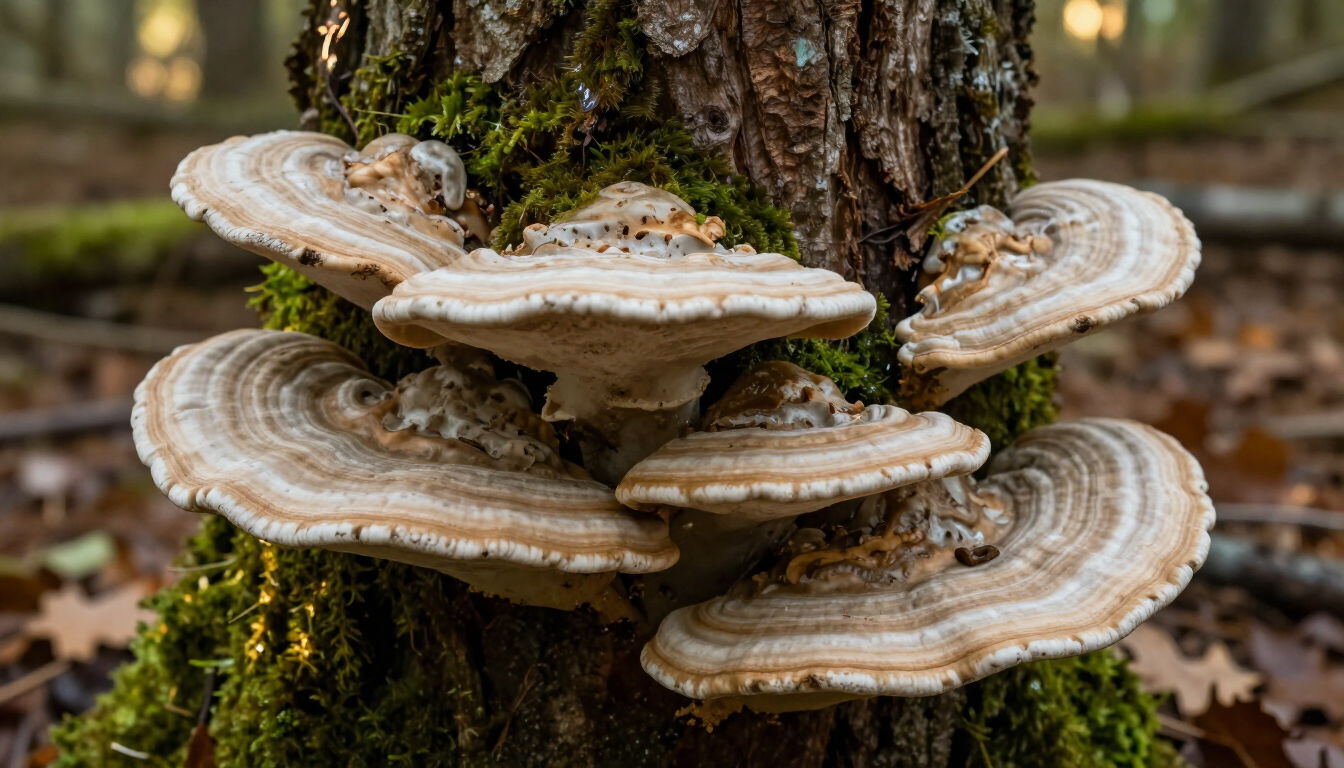 Hazardous tree with fungal growth and decaying bark