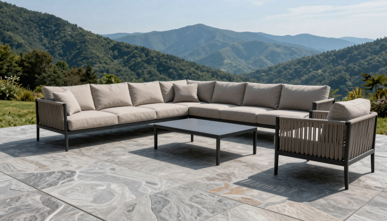 A beautiful concrete patio on a steep WNC hillside.