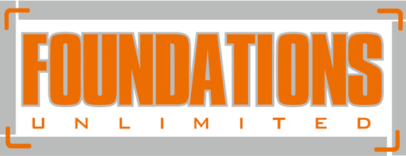 The logo for foundations unlimited is orange and white