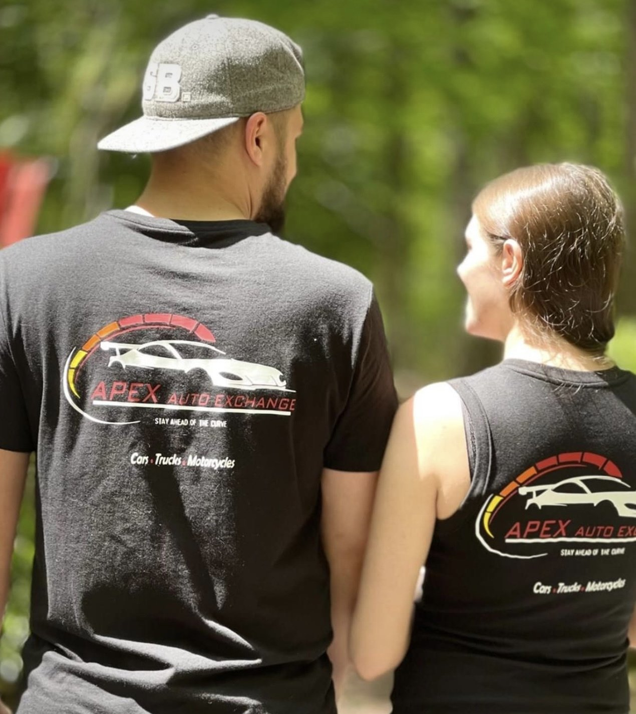 Couple wearing matching 