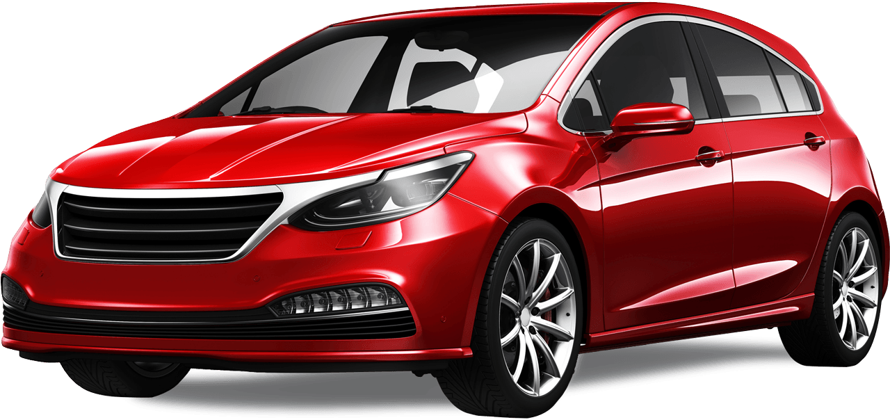 Red hatchback car.