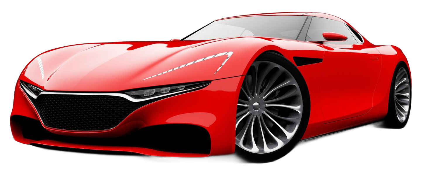 Red sports car on a white background, front view. Red sports car on a white background, front view.