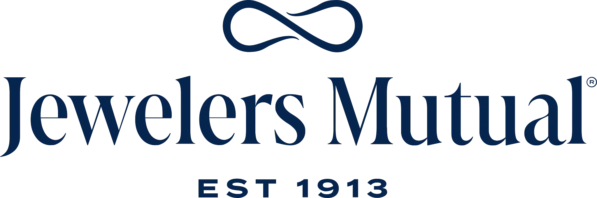Jewlers Mutual logo with navy text and infinity symbol, “EST 1913” below