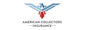 American Collectors Insurance logo with blue wings and red shield emblem