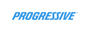 Progressive logo in blue italic lettering on a white background