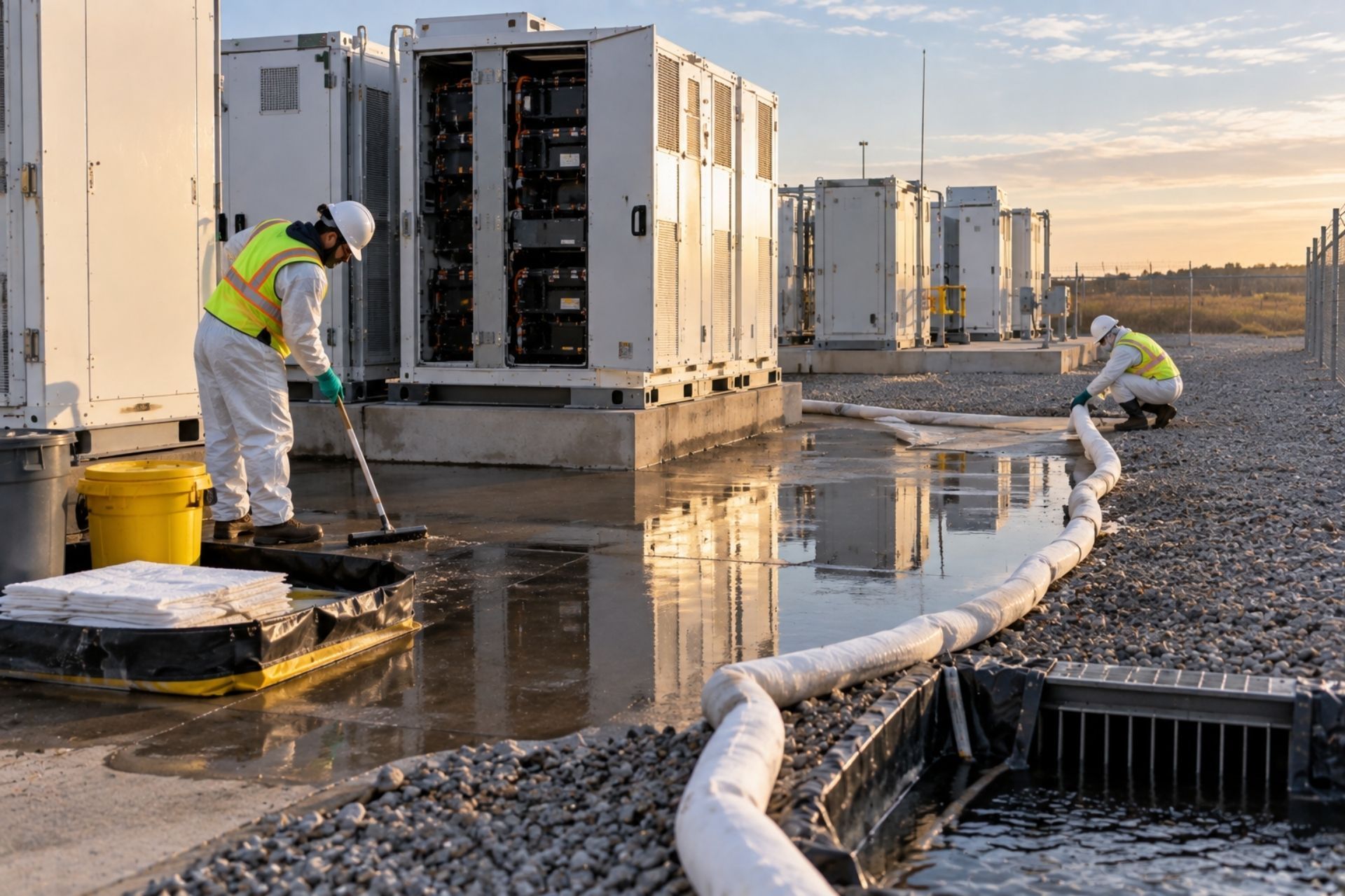 Pollution Liability for BESS Facilities: Electrolyte Releases, Fire Runoff, Cleanup, and Exclusions