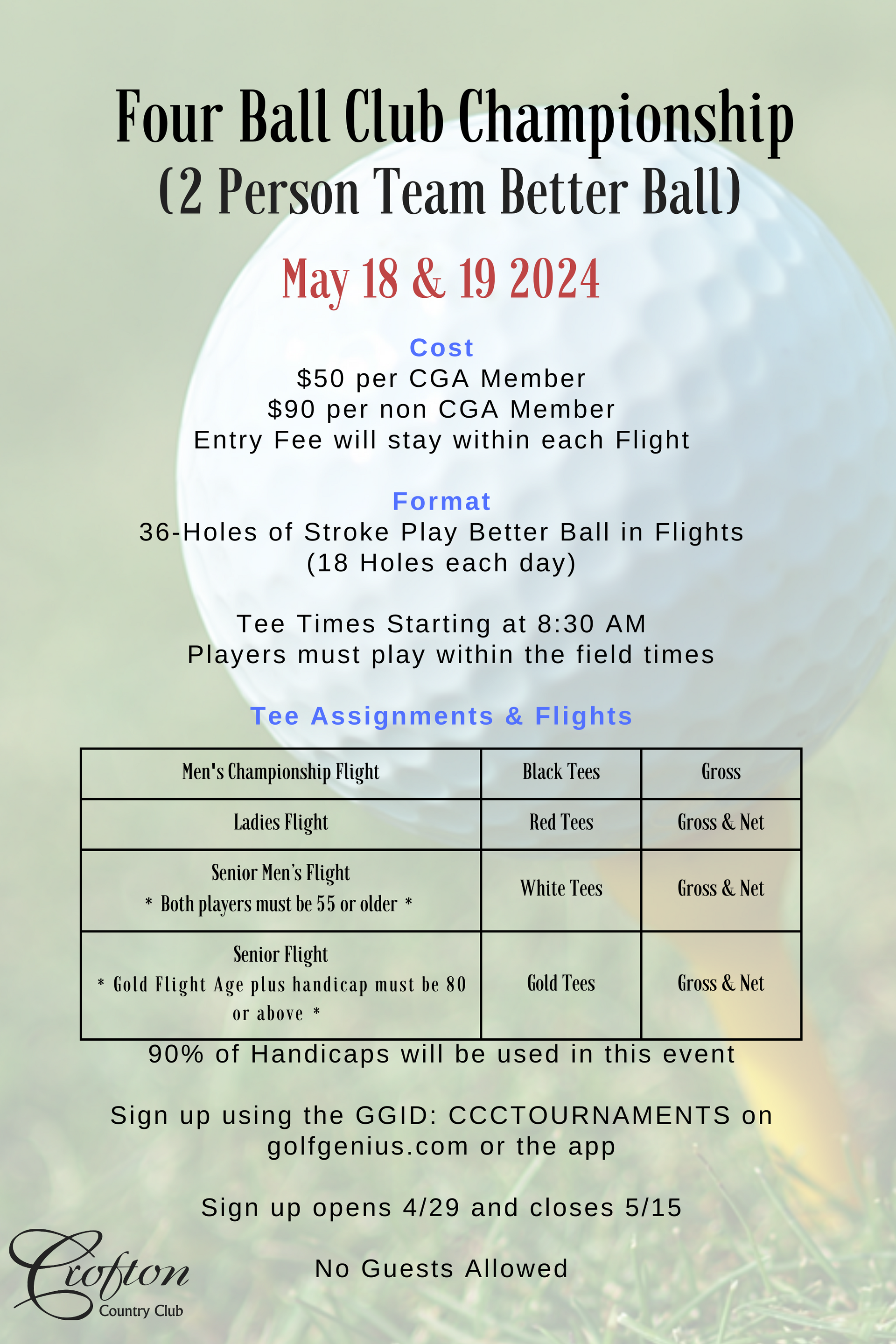 Upcoming events at Crofton Country Club.