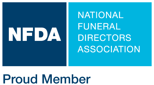 NFDA and National Funeral Directors Association logo with “Proud Member” text on blue background