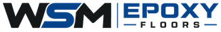 WSM Epoxy Floors logo in black and blue on a white background