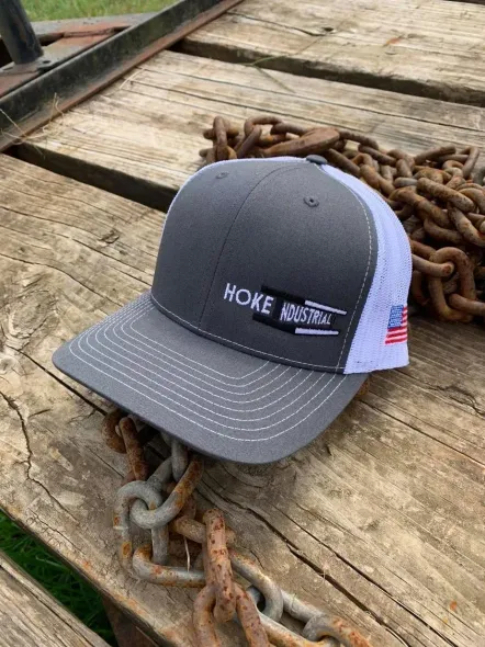 Gray and white baseball cap with 