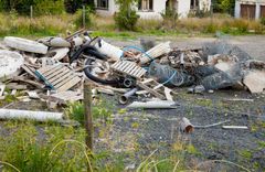 building debris near the house