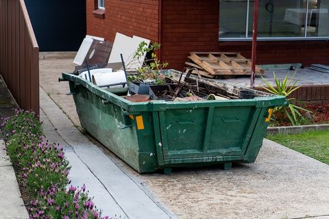 trash in the dumpster