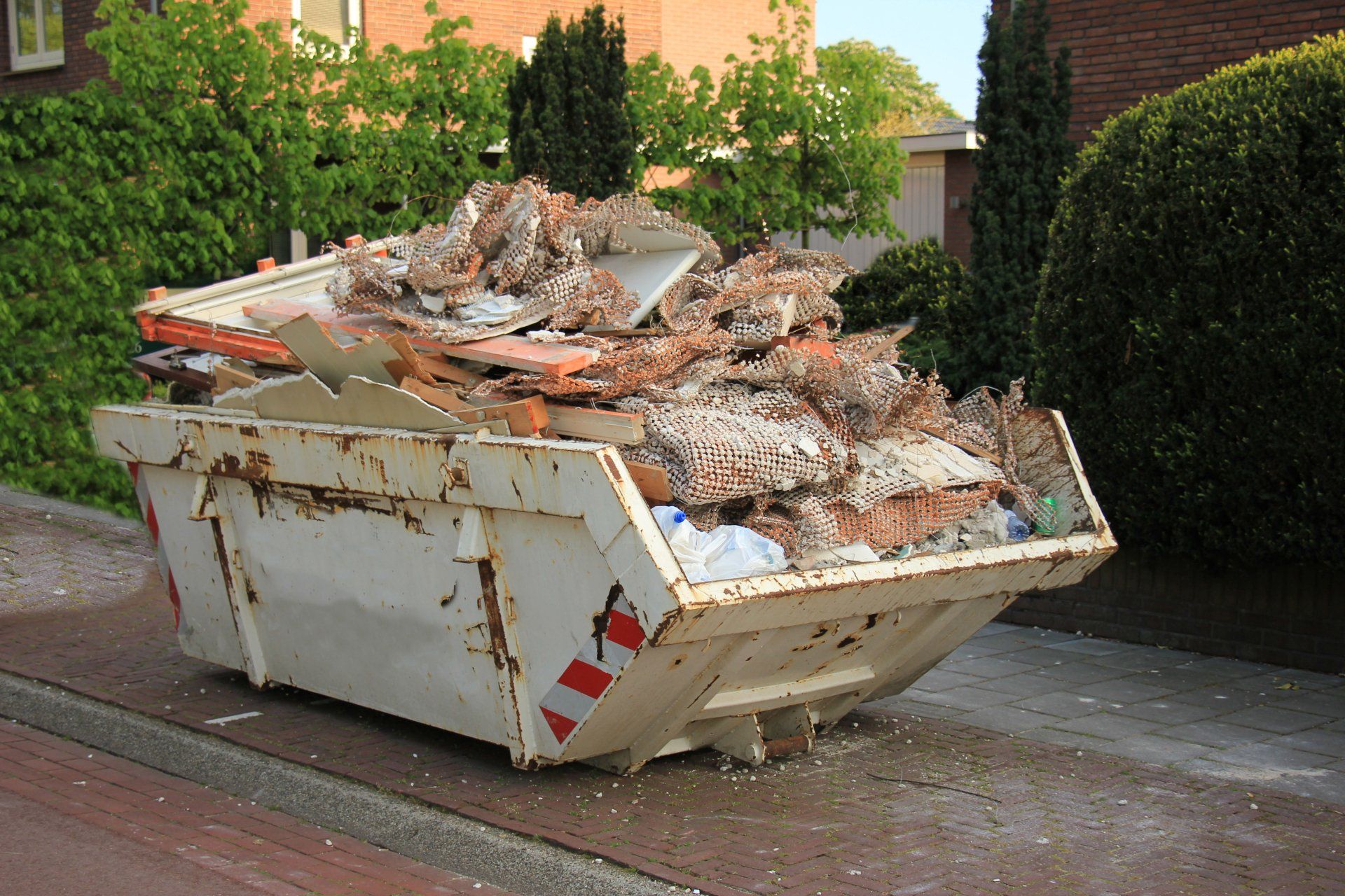 dumpster in the walkway