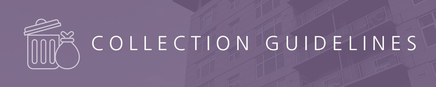 Purple banner reading “COLLECTION GUIDELINES” with a small jar icon on the left.
