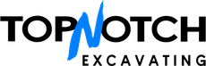 Top Notch Excavating logo in black and blue text
