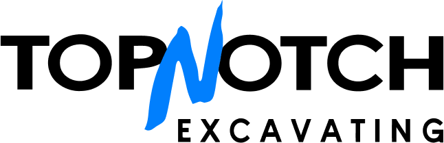 Top Notch Excavating logo in black and blue text