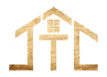 Gold-colored house icon with a 
