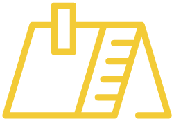 A yellow roof icon on a white background.