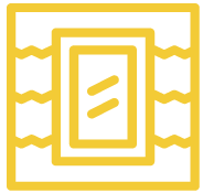 A yellow icon of a picture frame with two lines on it.