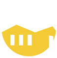 A yellow knight 's helmet with white stripes on a white background.