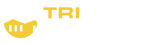 A yellow logo with the word tri on a white background.