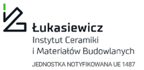 Łukasiewicz Institute of Ceramics and Building Materials logo. Black and green graphic with Polish text.