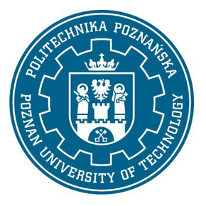 Logo of Poznan University of Technology: blue circular badge with white text and a central crest.