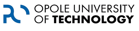 Logo of Opole University of Technology in blue and black.