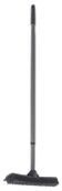 Black floor squeegee with long handle on white background