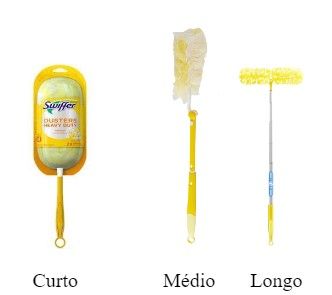 Three yellow cleaning tools labeled short, medium, and long.
