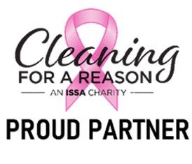 Cleaning for a Reason logo with pink ribbon and “Proud Partner” text