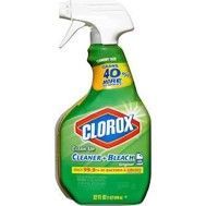 Clorox Clean-Up Cleaner + Bleach spray bottle, green and white label with red spray nozzle