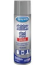 Sprayway stainless steel polish aerosol can with silver cap and blue label