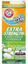 Arm & Hammer OxiClean carpet odor eliminator, green package with vacuum booster label